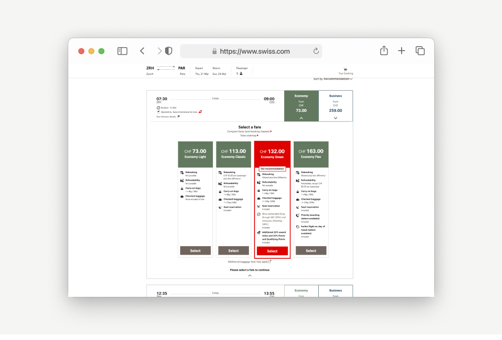 Case Study Flight Booking SWISS